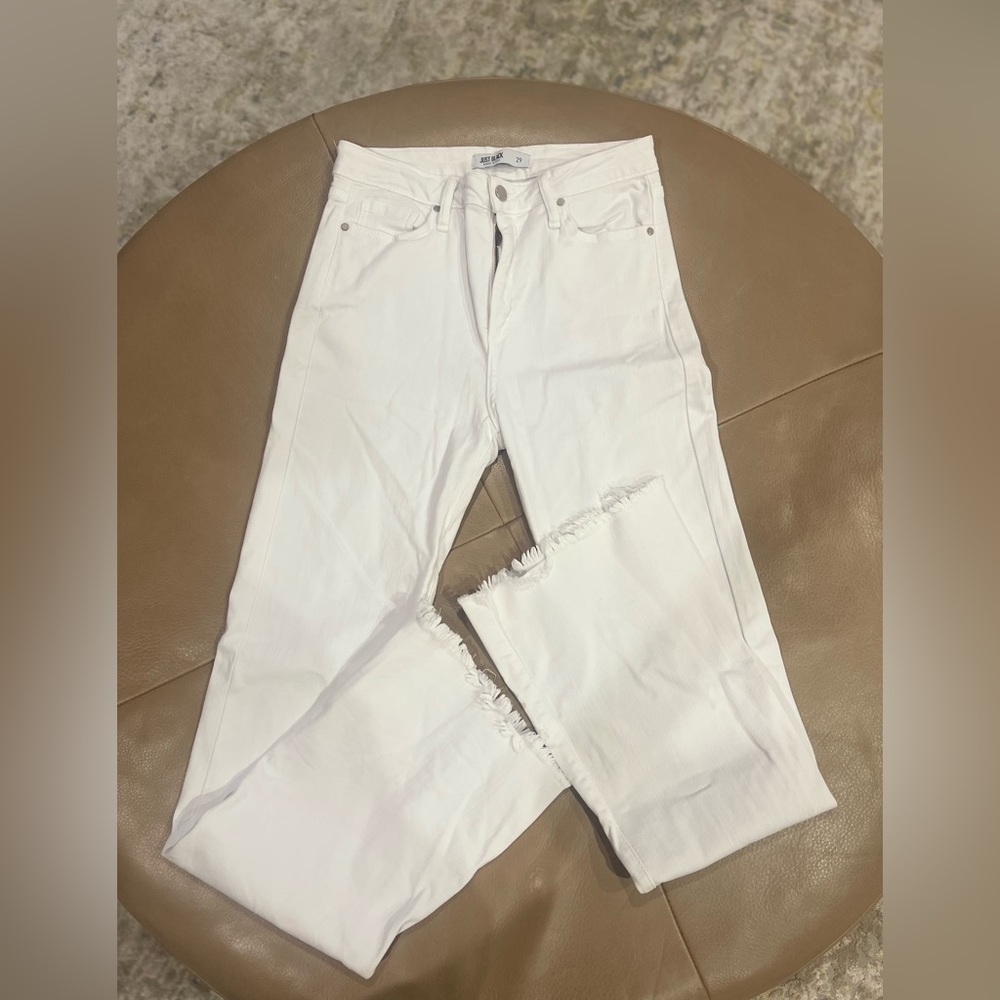 Just Black White Flares with raw hem